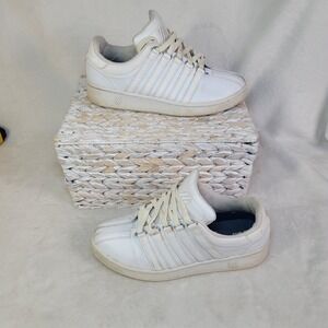 K-Swiss Womens Sneakers White Leather Lace Up Walking Shoe 8 Low Top Athletic